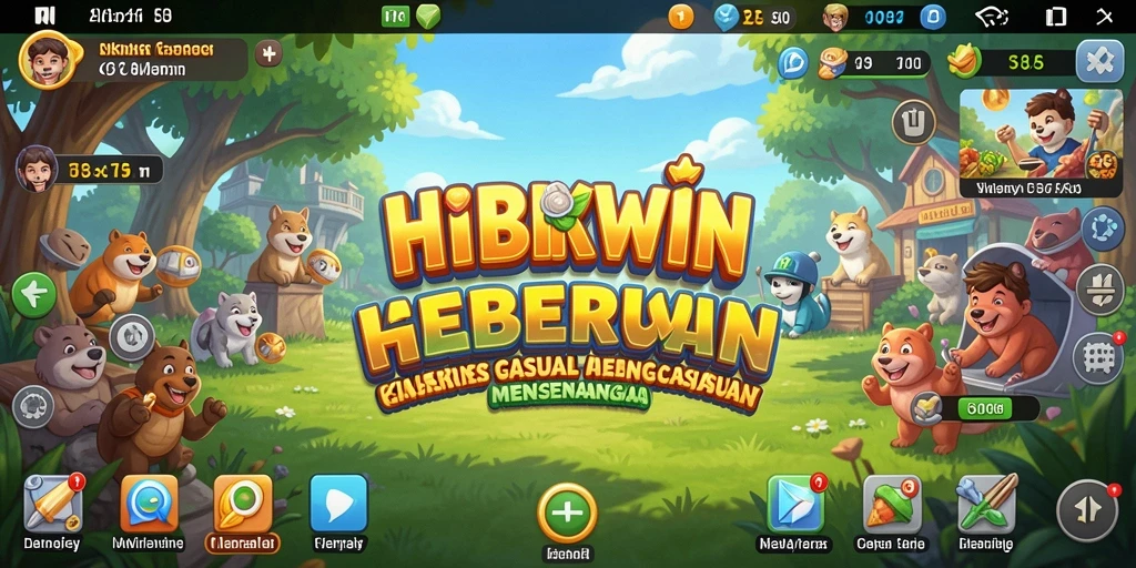 Screenshot utama HIBIKWIN dengan gameplay yang menarik dan ceria.