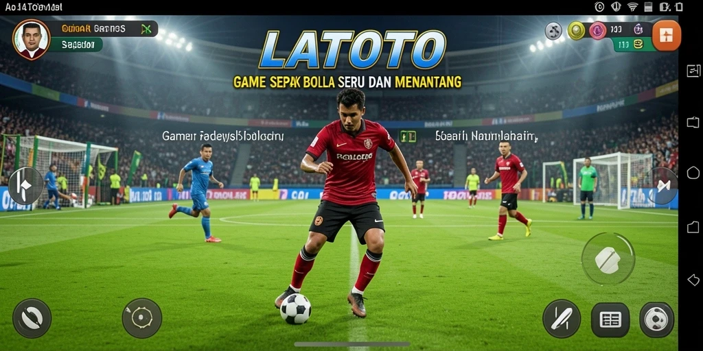 Screenshot LATOTO menampilkan aksi sepak bola yang mendebarkan.