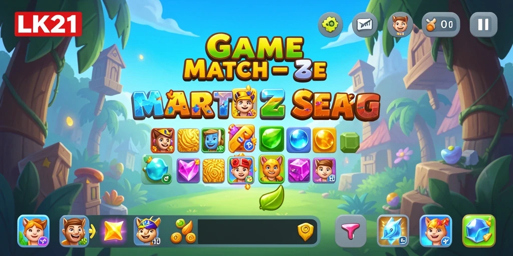 Screenshot LK21 menampilkan gameplay Match-3 yang menarik dan penuh warna.