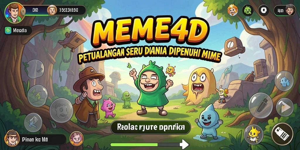 Tampilan gameplay seru MEME4D dengan karakter meme yang lucu.