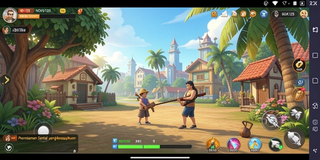 Tampilan gameplay NOX123 yang menarik dan penuh warna.