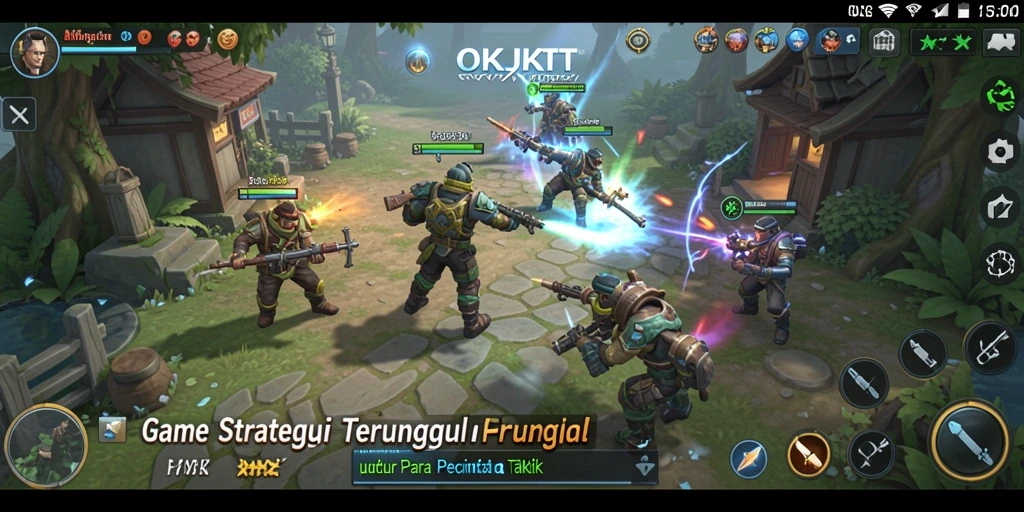 Tangkapan layar utama OKJKT menunjukkan aksi strategis yang intens.
