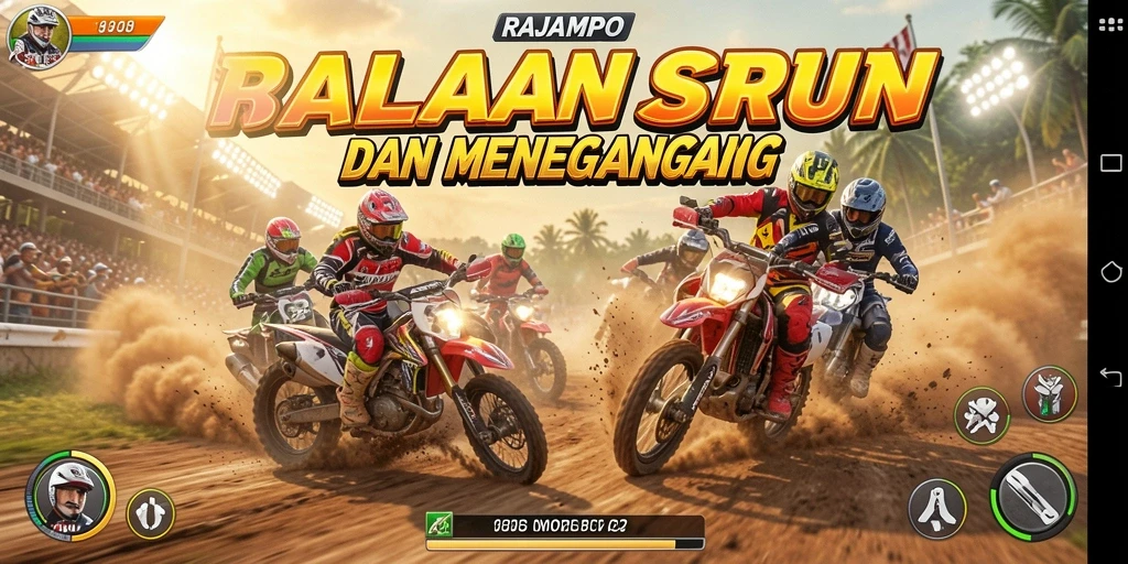 Screenshot gameplay RAJAMPO menampilkan aksi balapan yang seru.