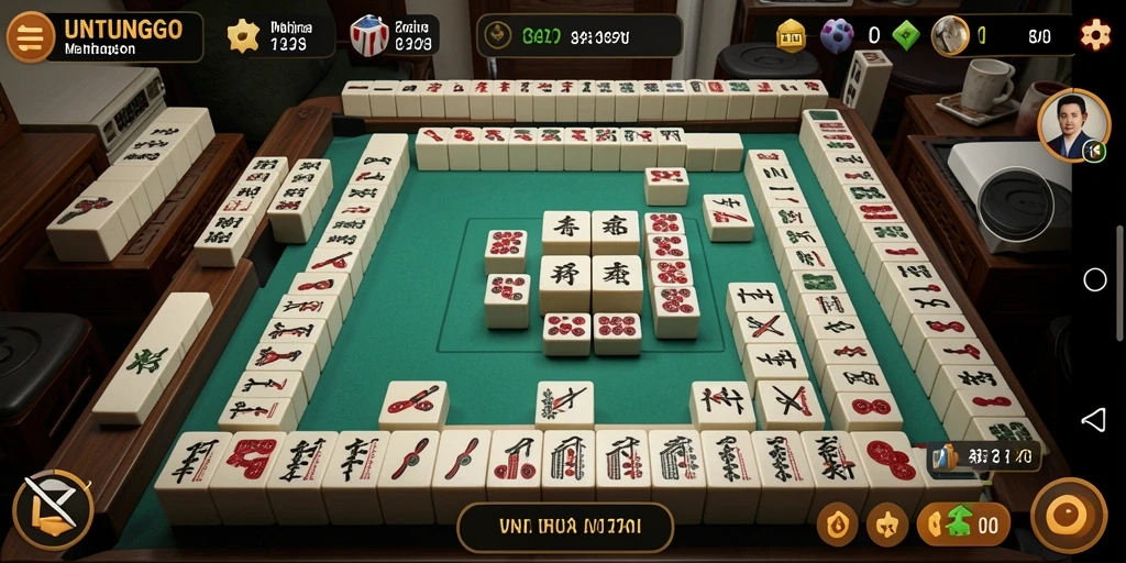 Screenshot menunjukkan gameplay Mahjong yang menarik dan seru.